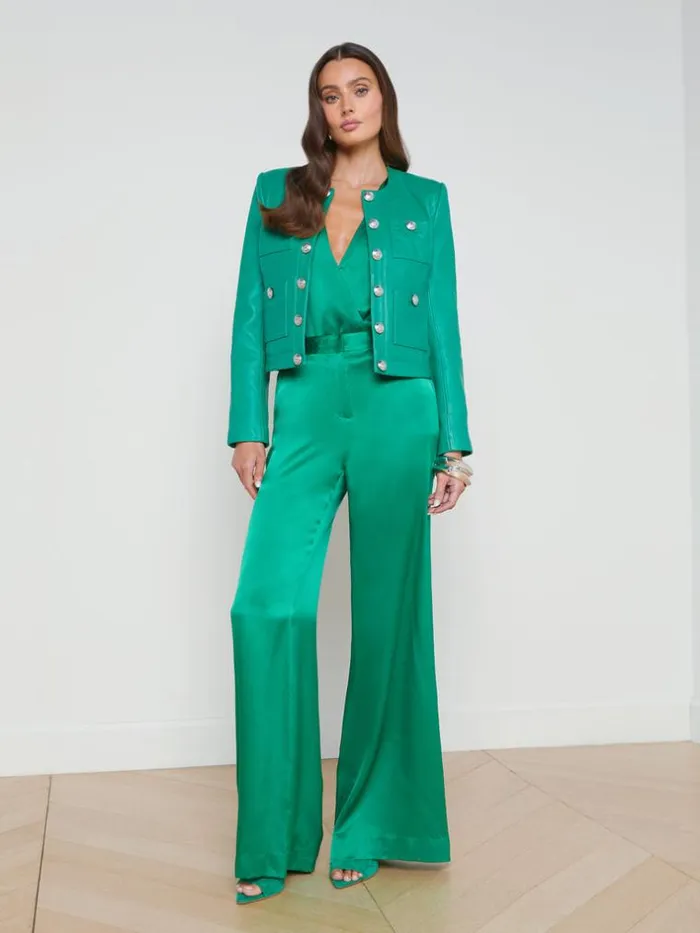 L039Agence Blazers and Jackets Women Jayde Leather Jacket Sea Green