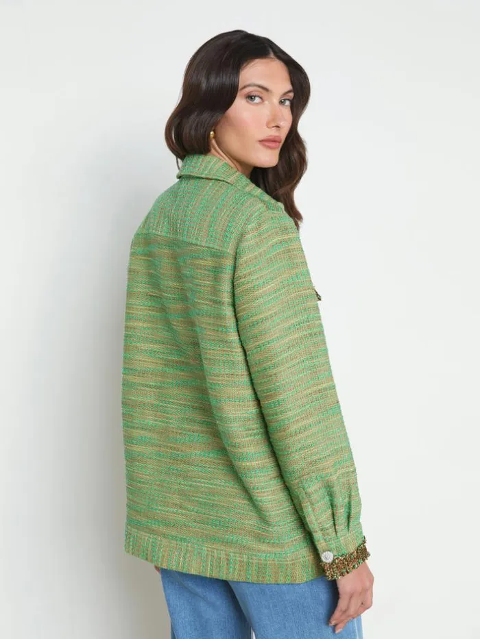 L039Agence Blazers and Jackets Women Jeanine Tweed Shirt Jacket Fern Multi Tweed