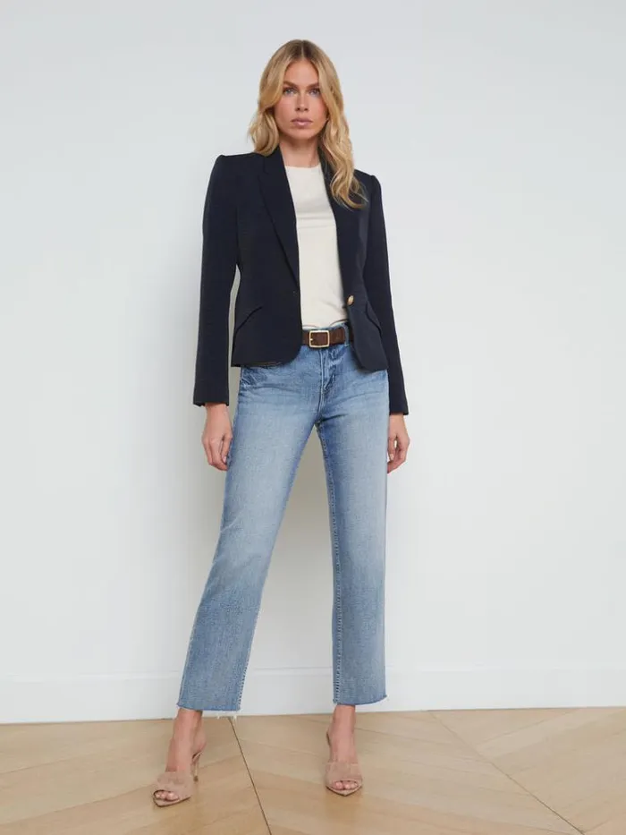 L039Agence Blazers and Jackets Women Jennah Textured Blazer Midnightoversized Chain