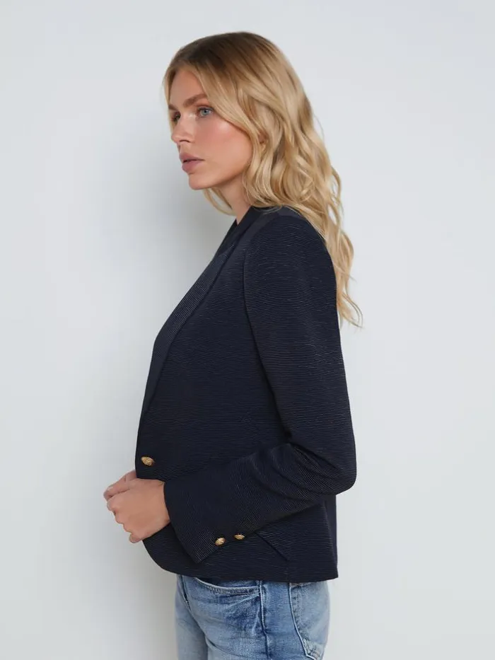 L039Agence Blazers and Jackets Women Jennah Textured Blazer Midnightoversized Chain