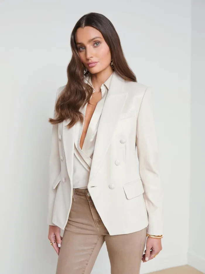 L039Agence Blazers and Jackets Women Kenzie Leather Blazer Champagne