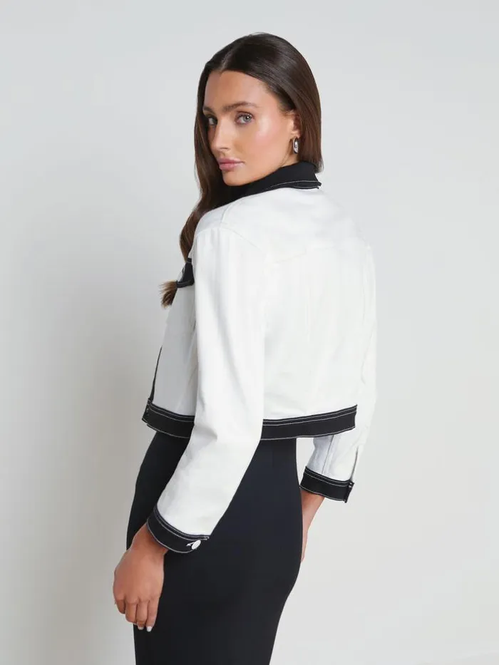 L039Agence Blazers and Jackets Women Koda Contrast Denim Jacket Whiteblack