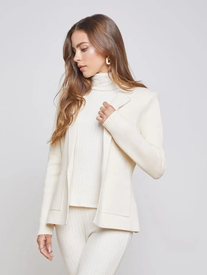 L039Agence Blazers and Jackets Women Lacey Knit Blazer Porcelain