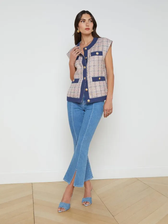 L039Agence Blazers and Jackets Women Laurel Tweed Oversized Vest Tandusty Pinkblue