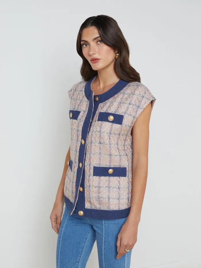 L039Agence Blazers and Jackets Women Laurel Tweed Oversized Vest Tandusty Pinkblue