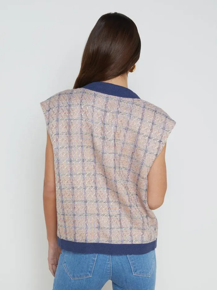 L039Agence Blazers and Jackets Women Laurel Tweed Oversized Vest Tandusty Pinkblue
