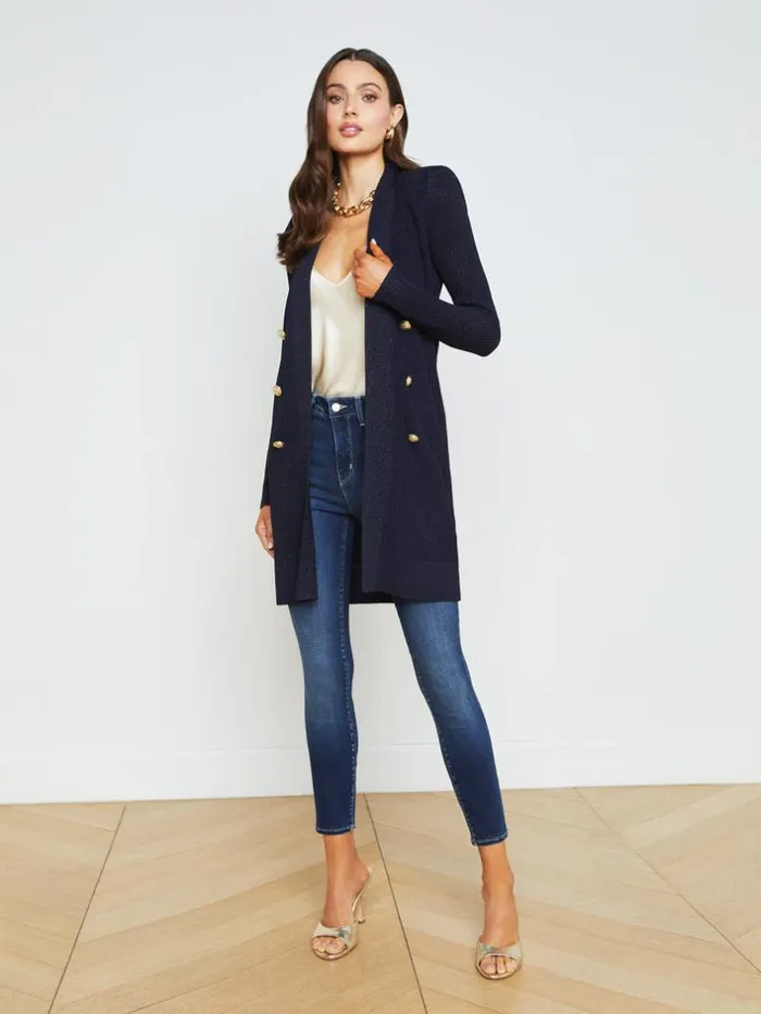 L039Agence Blazers and Jackets Women Noe DoubleBreasted Cardigan Midnight