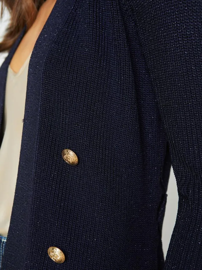 L039Agence Blazers and Jackets Women Noe DoubleBreasted Cardigan Midnight