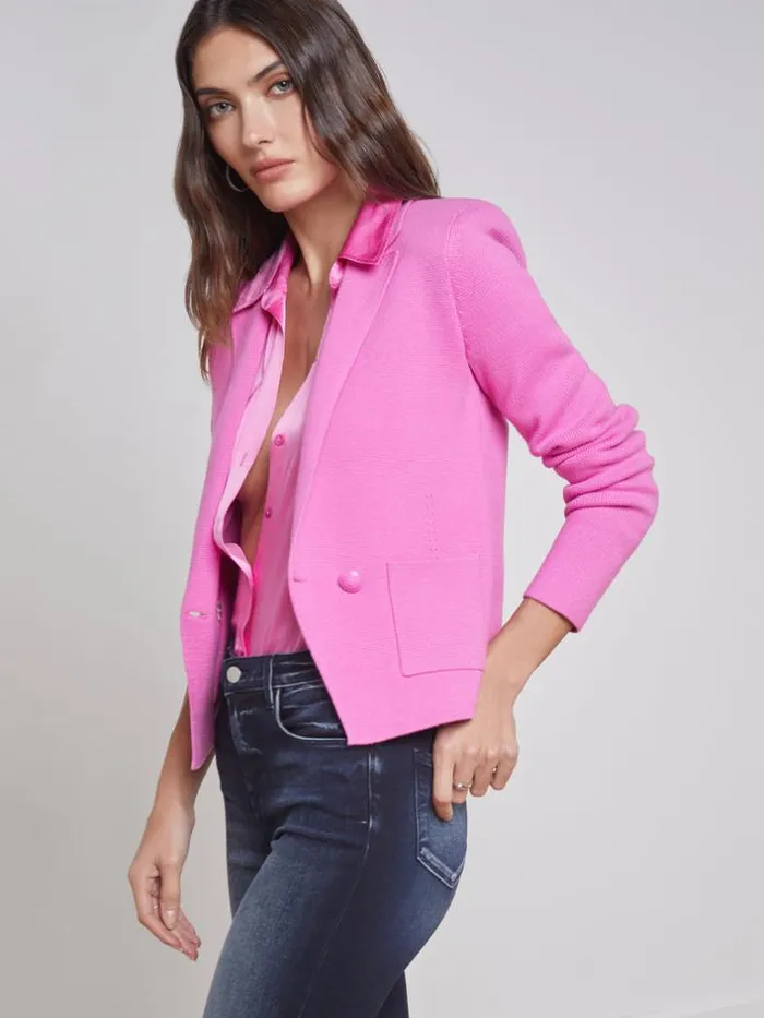 L039Agence Blazers and Jackets Women Sofia Knit Blazer Hot Pink