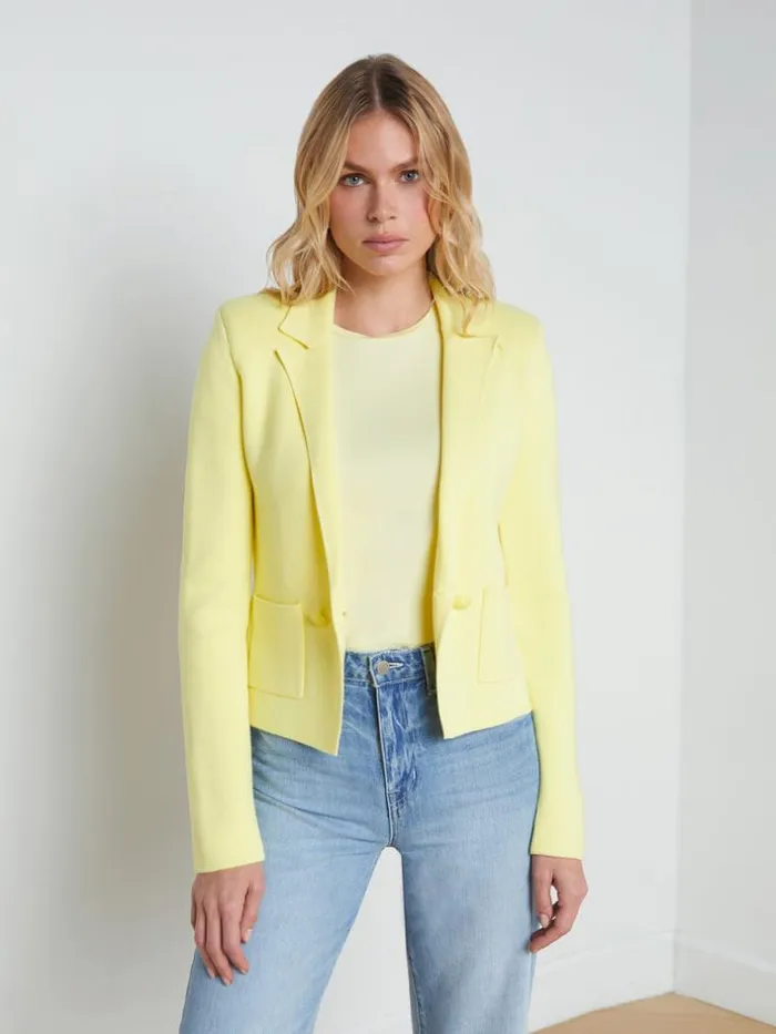 L039Agence Blazers and Jackets Women Sofia Knit Blazer Yellow Sorbet