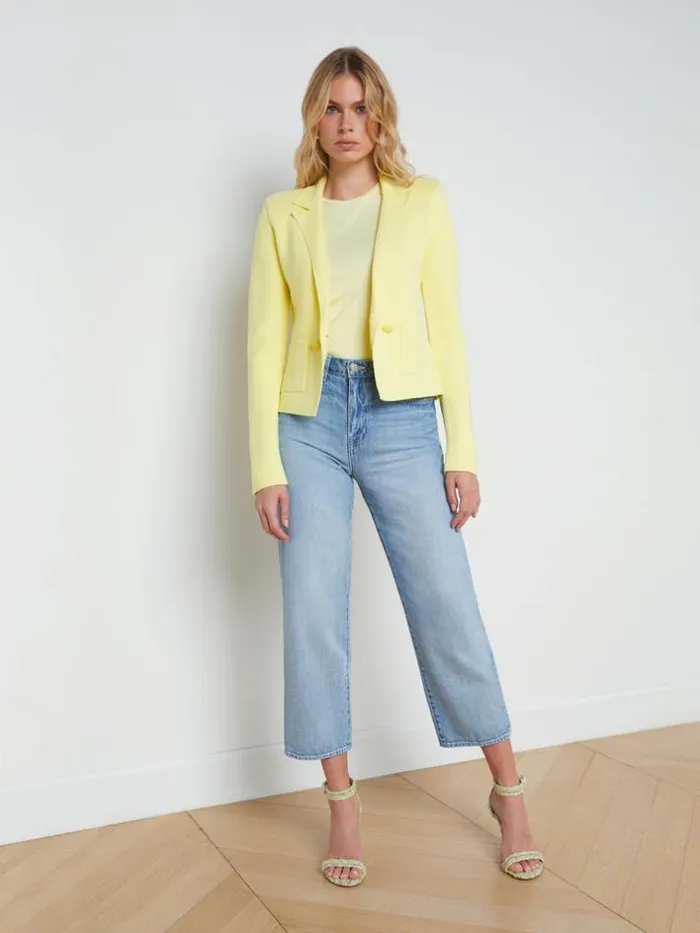 L039Agence Blazers and Jackets Women Sofia Knit Blazer Yellow Sorbet