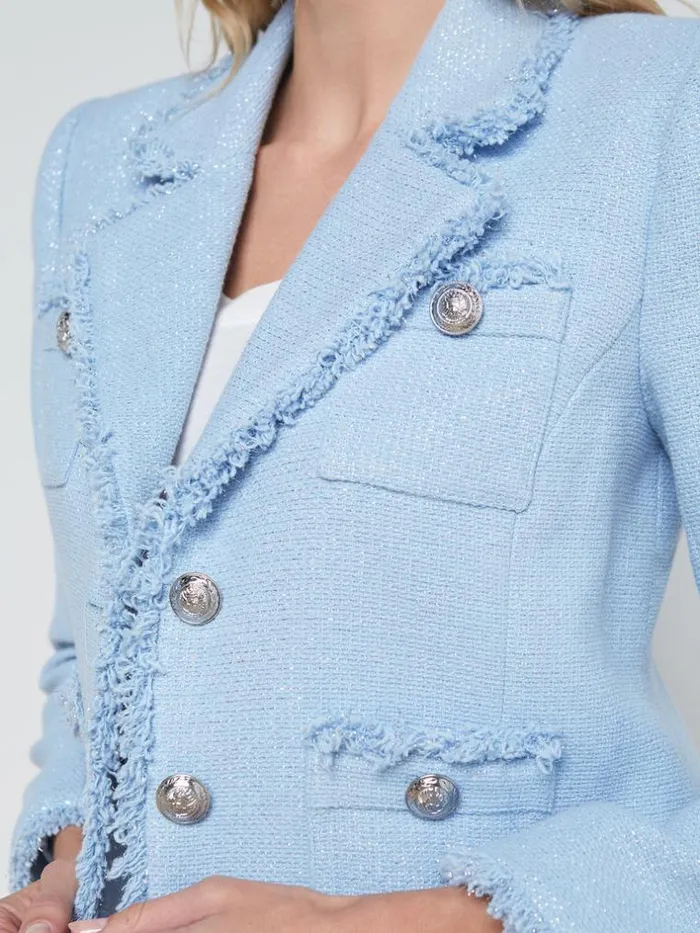 L039Agence Blazers and Jackets Women Sylvia Collared Jacket Pale Blue Silver