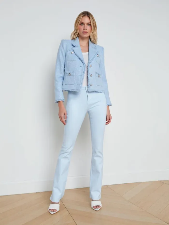 L039Agence Blazers and Jackets Women Sylvia Collared Jacket Pale Blue Silver