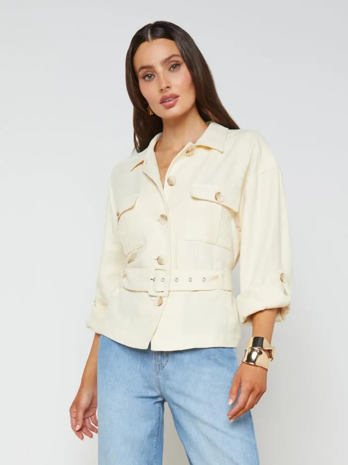 L039Agence Blazers and Jackets Women Voyage LinenBlend Safari Jacket Bone