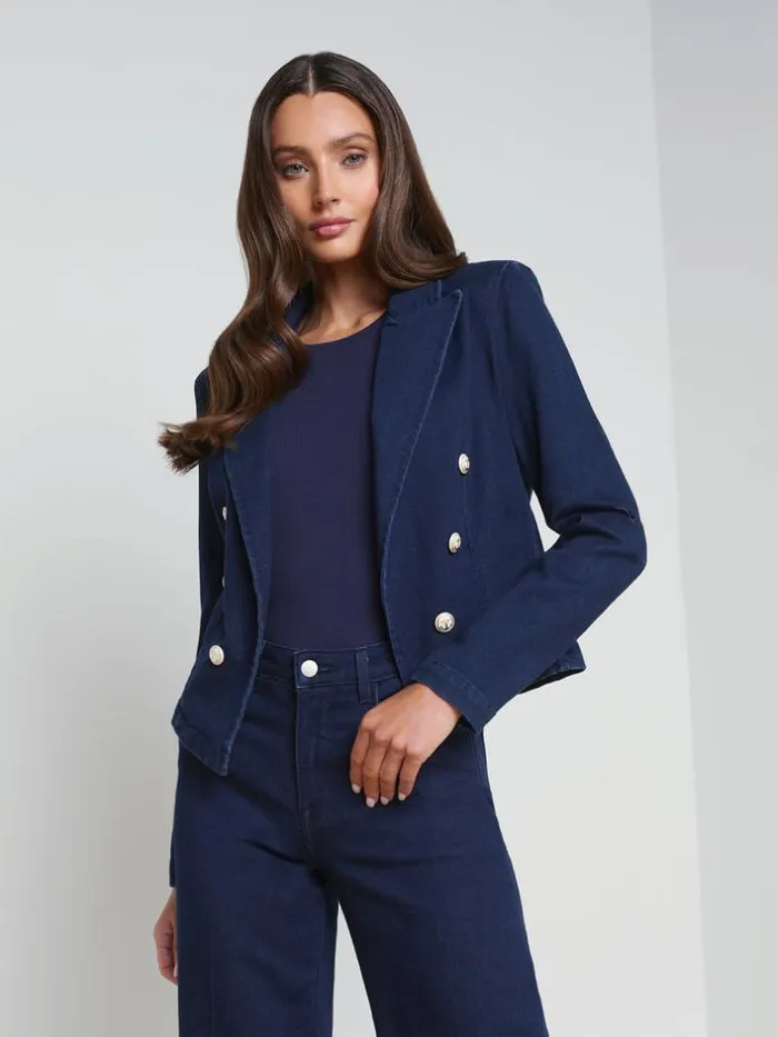 L039Agence Blazers and Jackets Women Wayne Denim Blazer Palomino