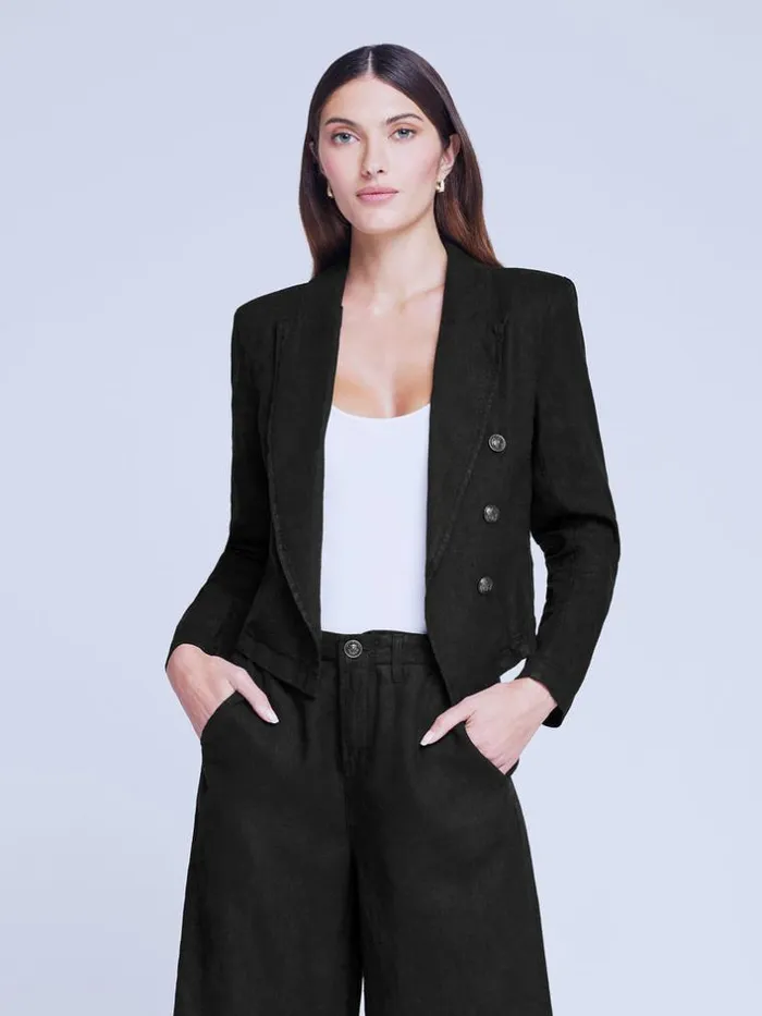 L039Agence Blazers and Jackets Women Wayne Linen Blazer Black
