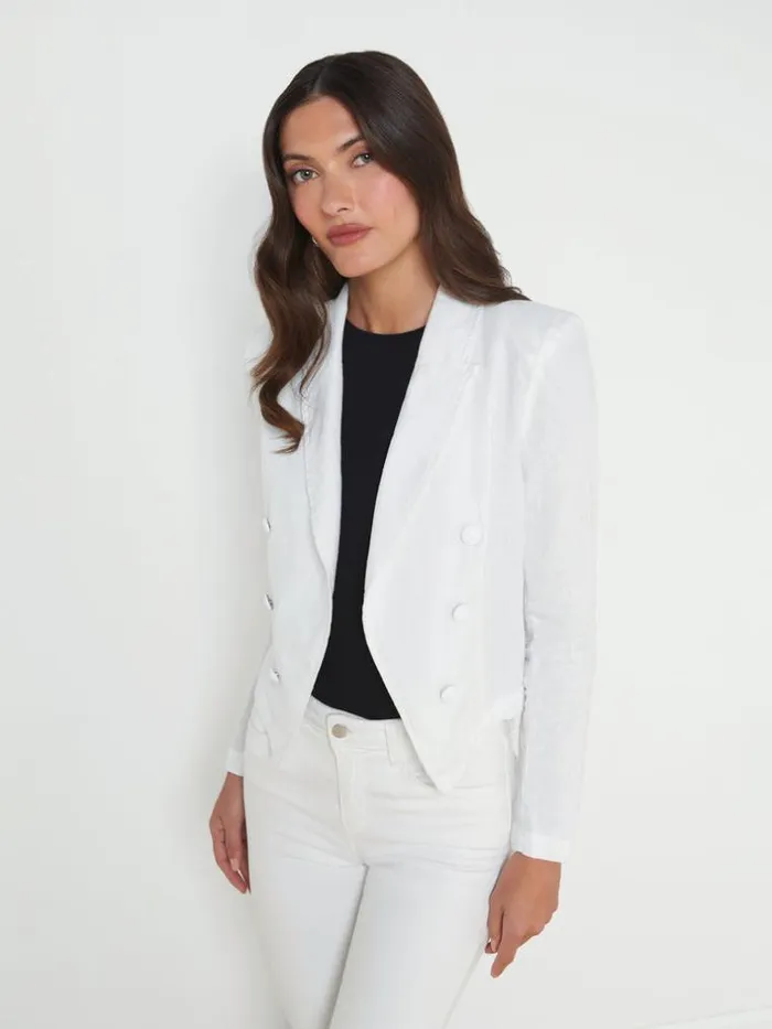 L039Agence Blazers and Jackets Women Wayne Linen Blazer Blanc
