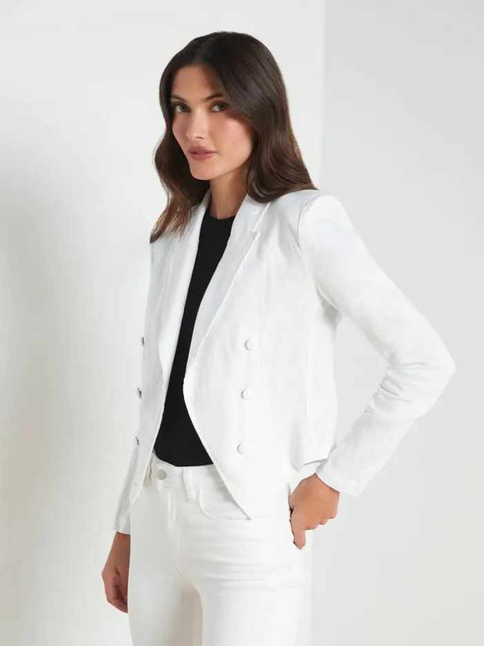 L039Agence Blazers and Jackets Women Wayne Linen Blazer Blanc