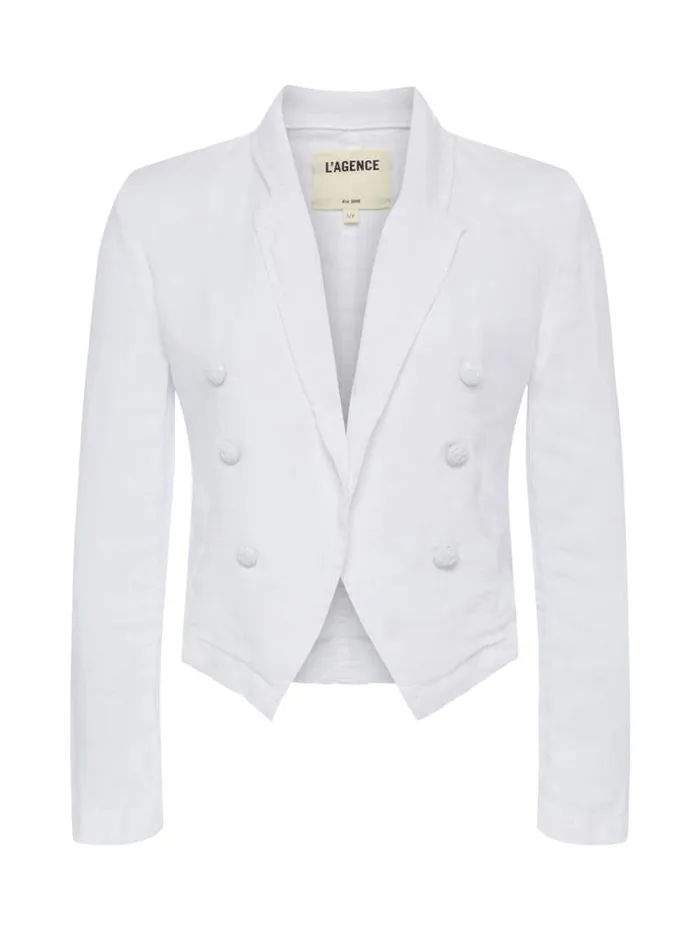 L039Agence Blazers and Jackets Women Wayne Linen Blazer Blanc
