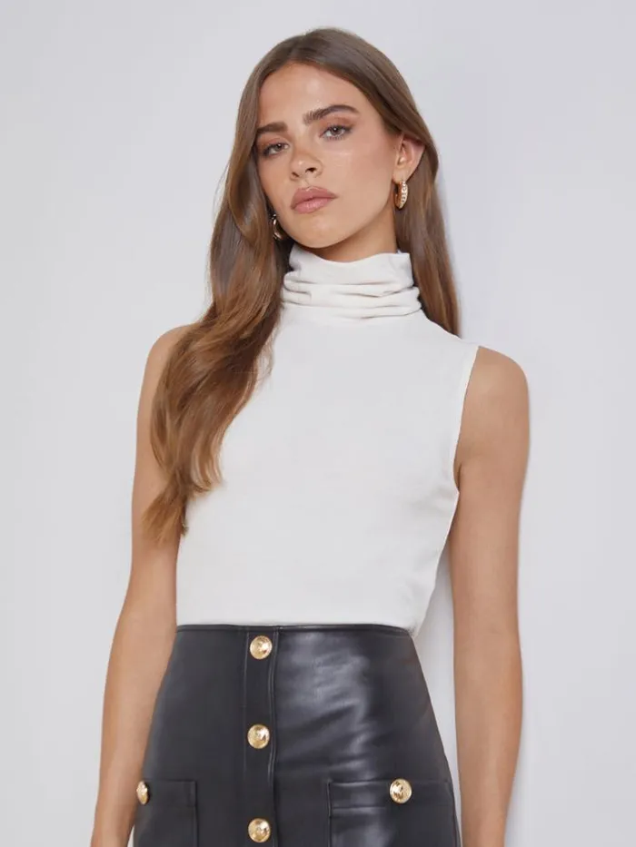 L039Agence Blouses and Tops Women Ceci Sleeveless Turtleneck Off White