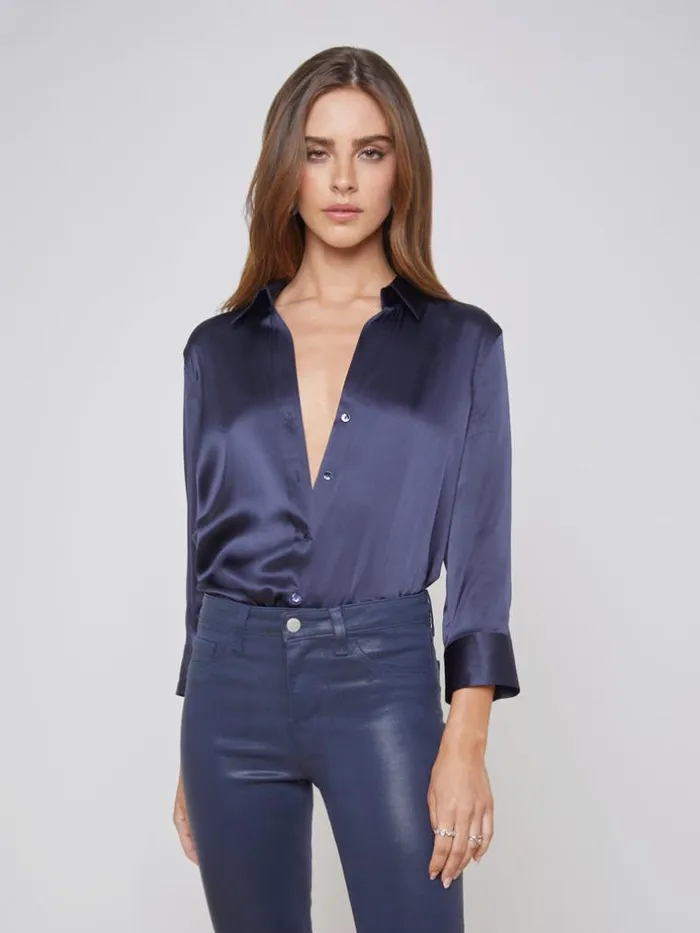 L039Agence Blouses and Tops Women Dani Silk Blouse Midnight