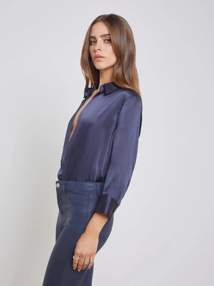 L039Agence Blouses and Tops Women Dani Silk Blouse Midnight