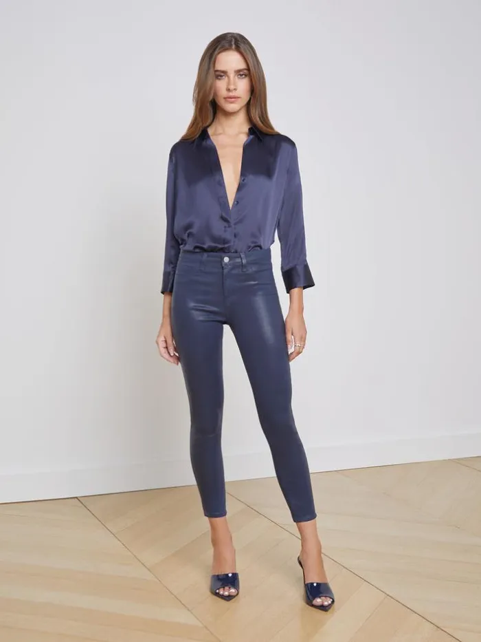 L039Agence Blouses and Tops Women Dani Silk Blouse Midnight