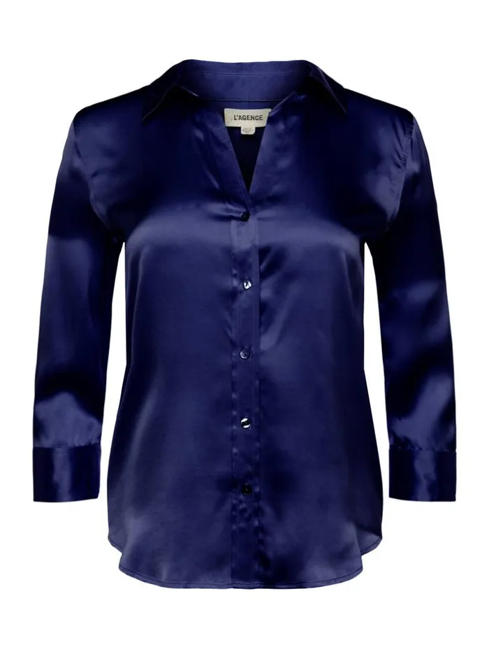 L039Agence Blouses and Tops Women Dani Silk Blouse Midnight