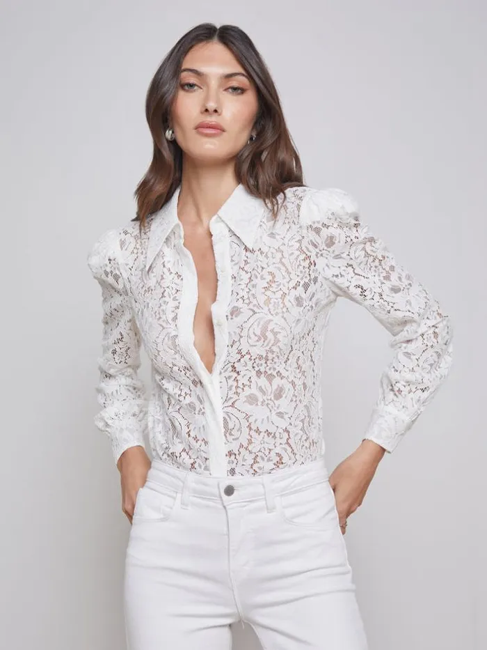L039Agence Blouses and Tops Women Jenica Lace Blouse Ivory