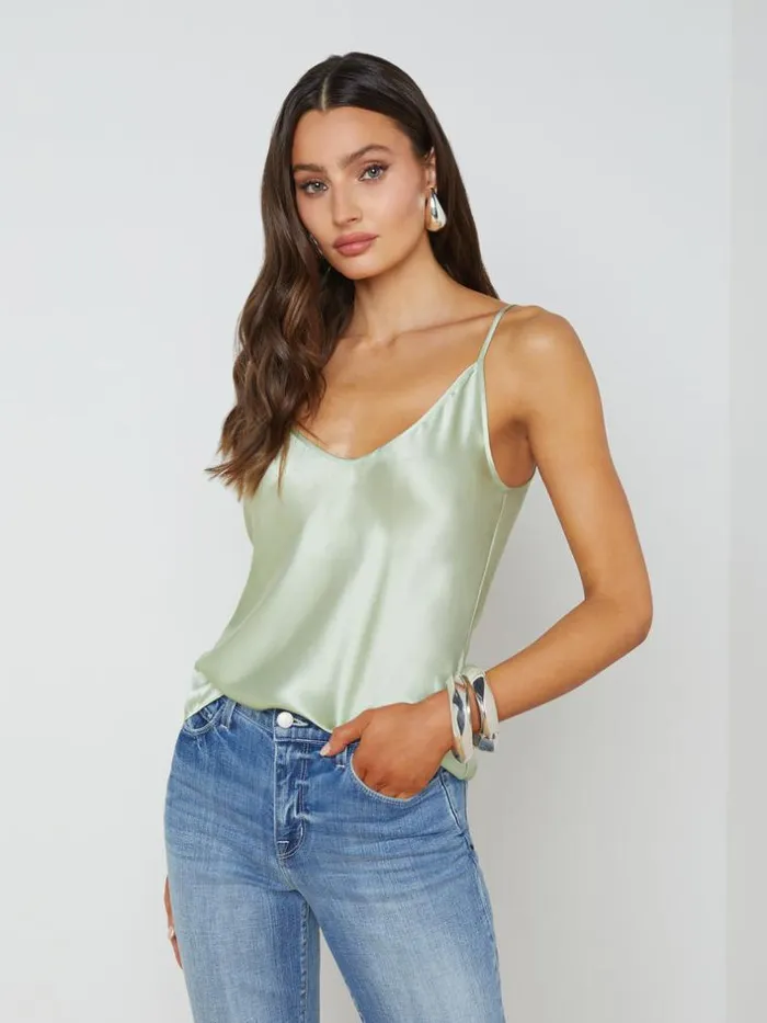 L039Agence Blouses and Tops Women Lexi Silk Camisole Laurel Green