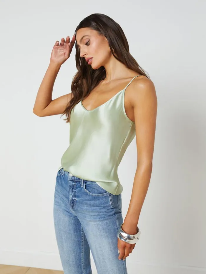 L039Agence Blouses and Tops Women Lexi Silk Camisole Laurel Green