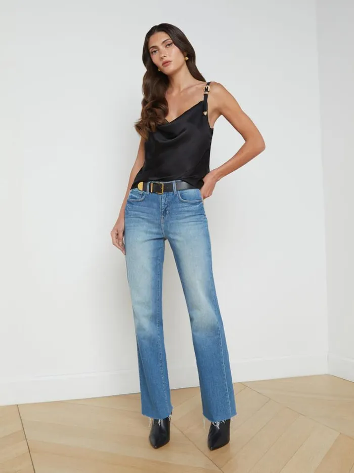 L039Agence Blouses and Tops Women Lux BuckleStrap Silk Tank Black