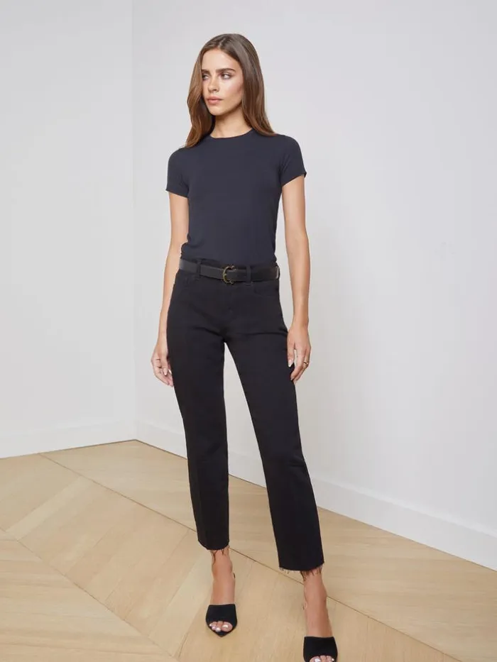 L039Agence Blouses and Tops Women Ressi Fitted Tee Black Micro Modal