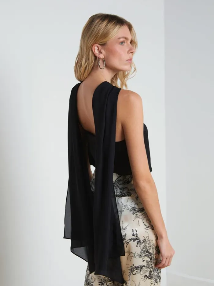 L039Agence Blouses and Tops Women Riviera Silk Halter Top Black