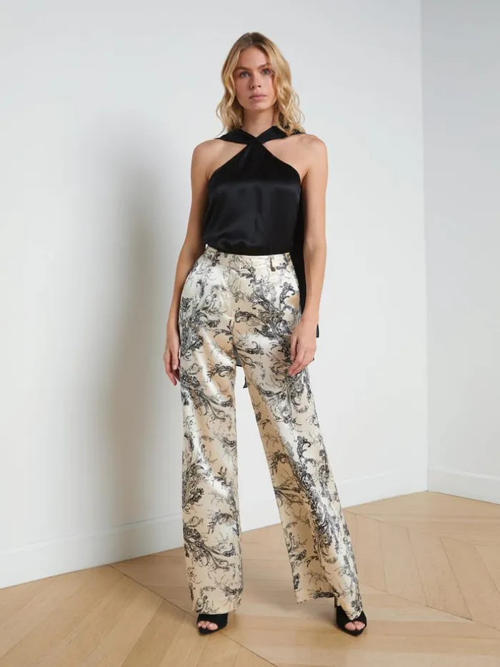 L039Agence Blouses and Tops Women Riviera Silk Halter Top Black