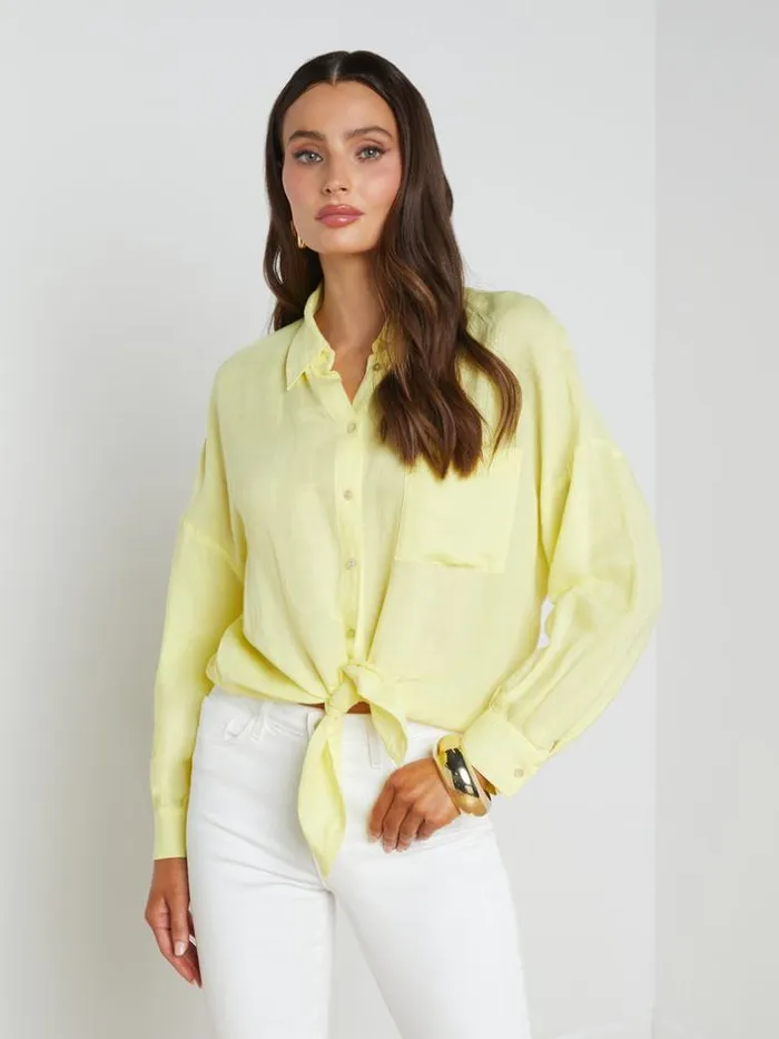 L039Agence Blouses and Tops Women Talitha LinenBlend Blouse Yellow Sorbet