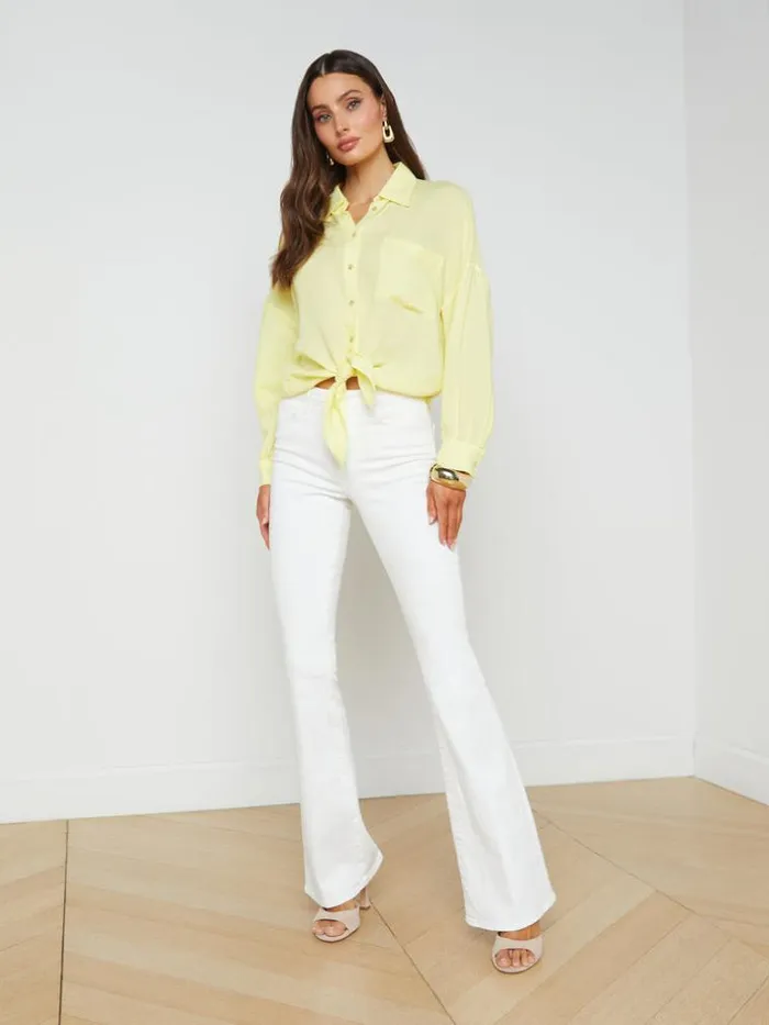 L039Agence Blouses and Tops Women Talitha LinenBlend Blouse Yellow Sorbet