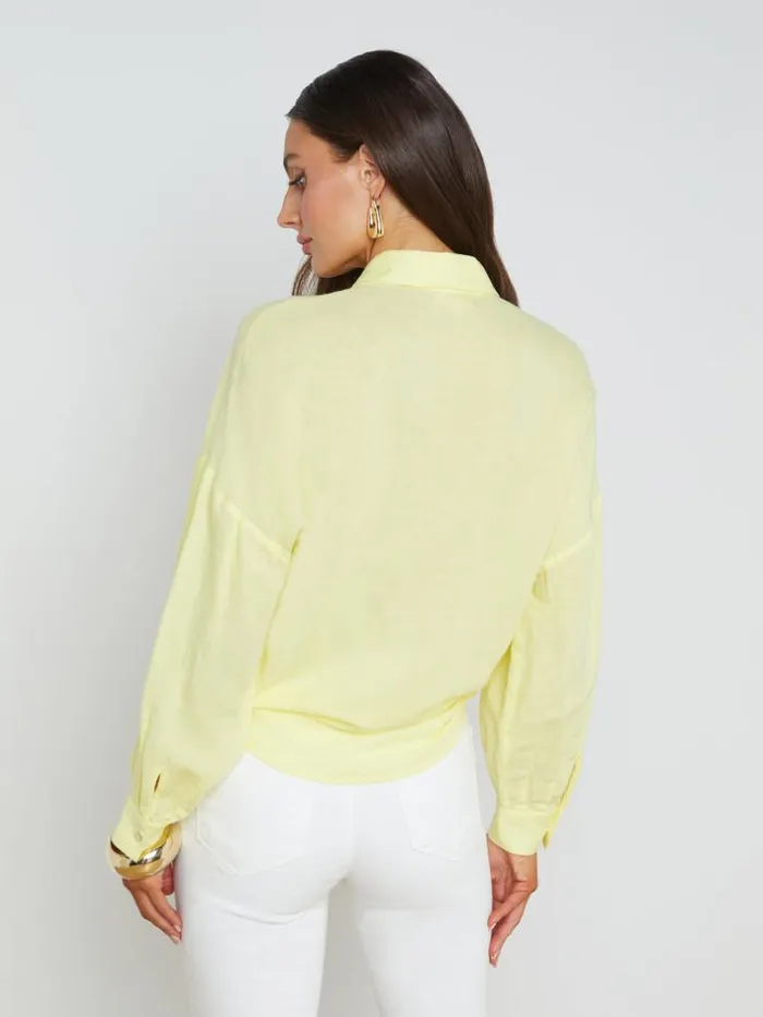 L039Agence Blouses and Tops Women Talitha LinenBlend Blouse Yellow Sorbet