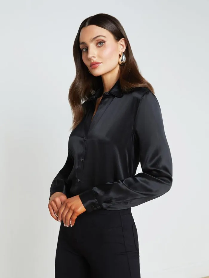 L039Agence Blouses and Tops Women Tyler Silk Blouse Black