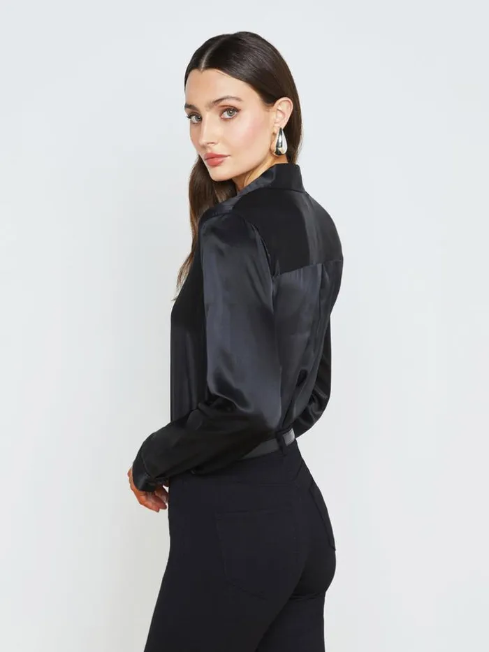 L039Agence Blouses and Tops Women Tyler Silk Blouse Black