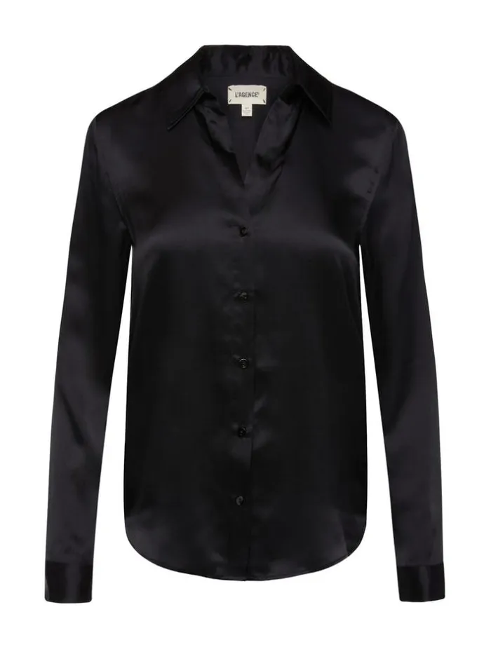 L039Agence Blouses and Tops Women Tyler Silk Blouse Black