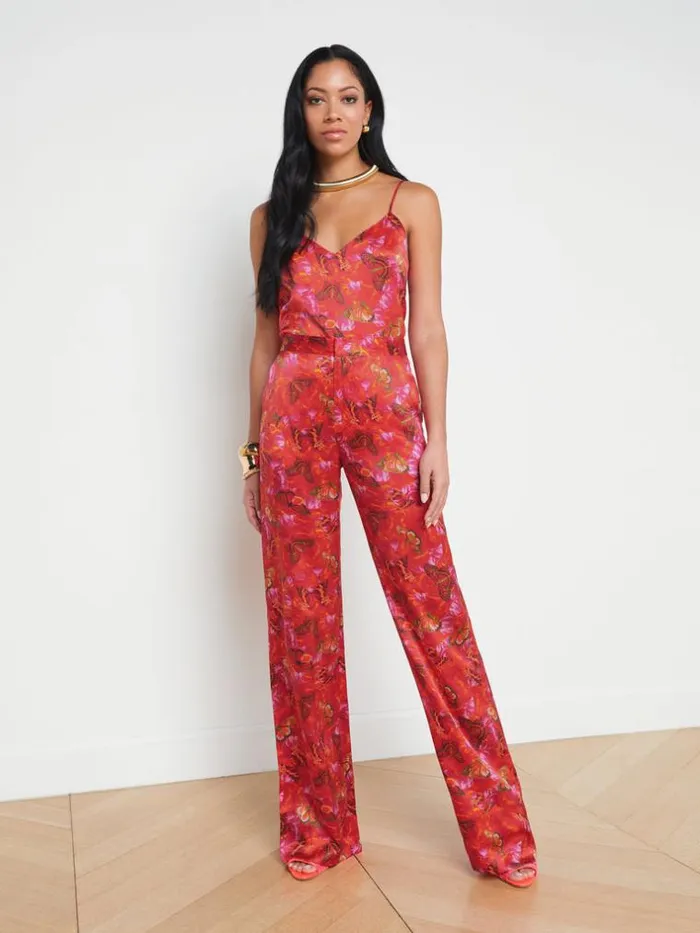 L039Agence Camisoles and Tanks Women Jane Silk Camisole Multi Butterfly Petal