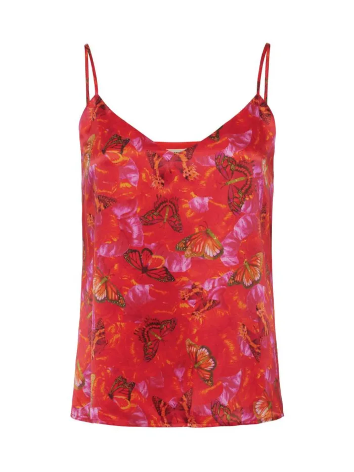 L039Agence Camisoles and Tanks Women Jane Silk Camisole Multi Butterfly Petal