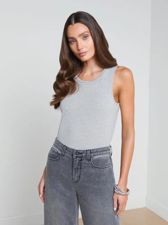 L039Agence Camisoles and Tanks Women Mikaela Cotton Tank Heather Grey