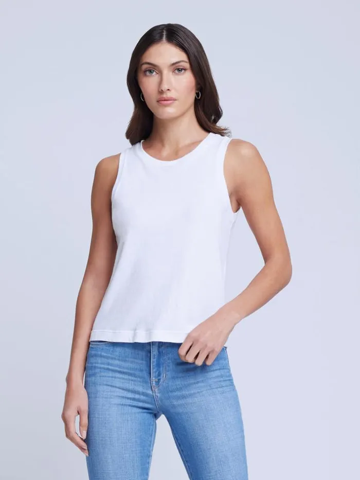 L039Agence Camisoles and Tanks Women Mikaela Cotton Tank White
