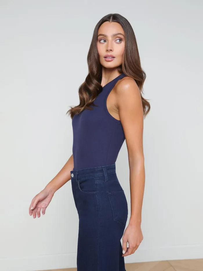 L039Agence Camisoles and Tanks Women Nia Ribbed Tank Deep Midnight