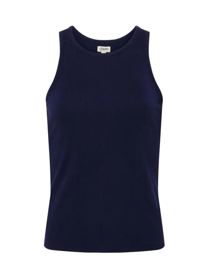 L039Agence Camisoles and Tanks Women Nia Ribbed Tank Deep Midnight