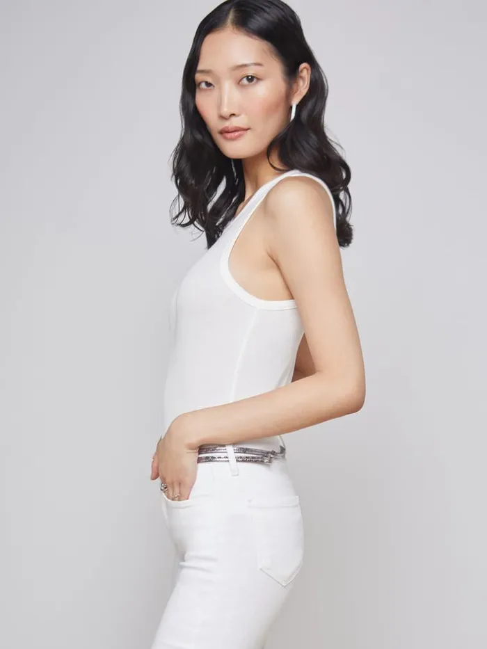 L039Agence Camisoles and Tanks Women Nia Ribbed Tank White