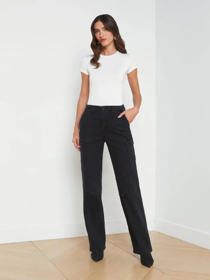 L039Agence Cargo Pants Women Brooklyn Cargo Jean Washed Black