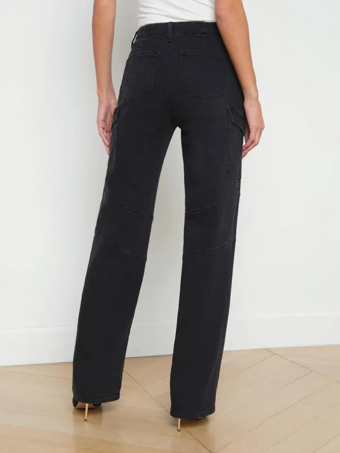 L039Agence Cargo Pants Women Brooklyn Cargo Jean Washed Black